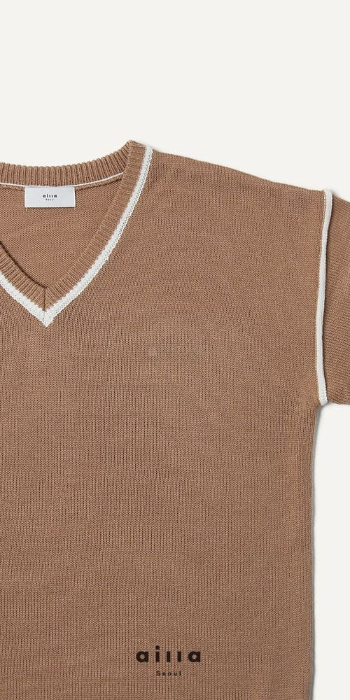 AILLA - Korean Children Fashion - #Kfashion4kids - Plain Point V Neck Knit Top - 2