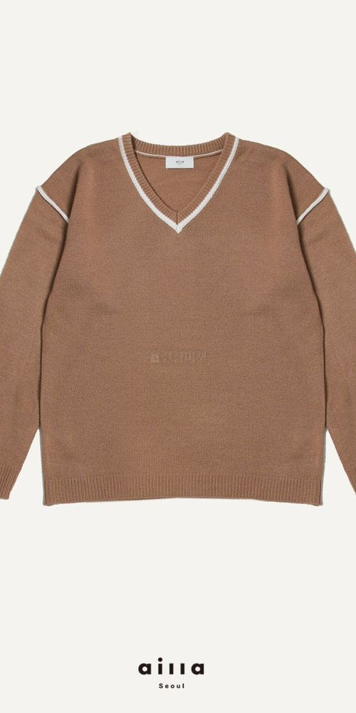 AILLA - Korean Children Fashion - #Kfashion4kids - Plain Point V Neck Knit Top - 4