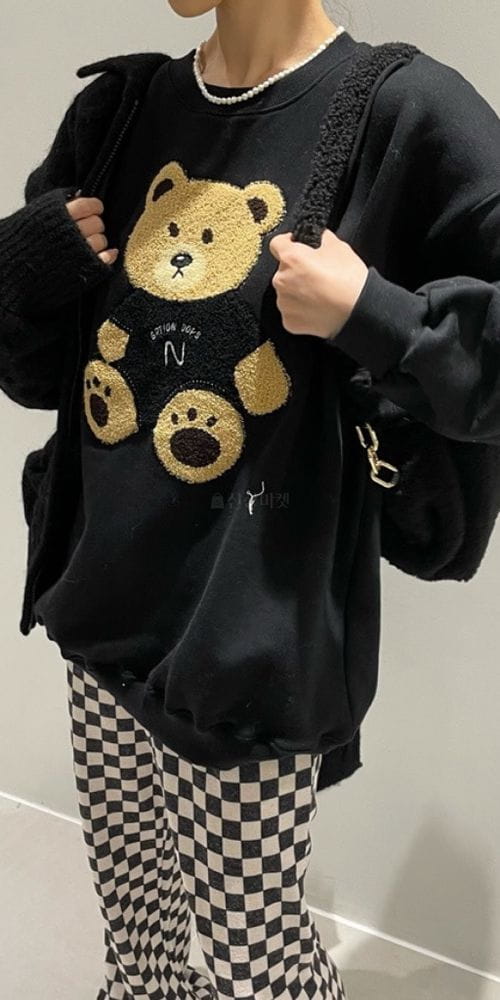 ANOTHER AVENUE - Korean Children Fashion - #Kfashion4kids - Bear Embroidery Sweatshirt - 12