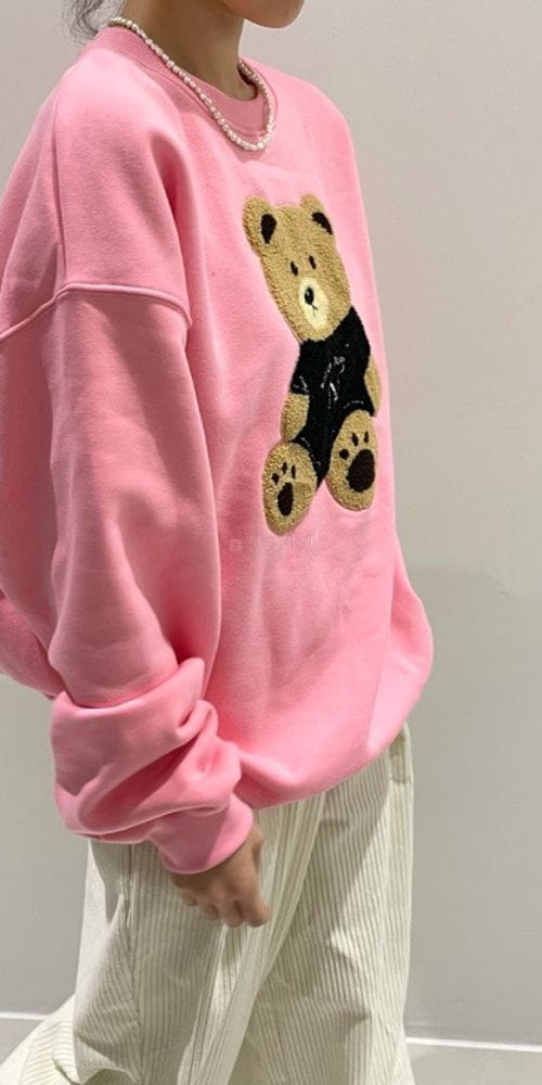 ANOTHER AVENUE - Korean Children Fashion - #Kfashion4kids - Bear Embroidery Sweatshirt - 9