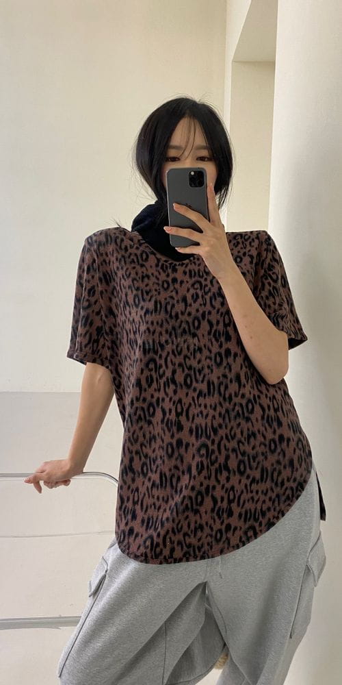 ANOTHER AVENUE - Korean Children Fashion - #Kfashion4kids - Leopard Pad Short Sleeves Tee
