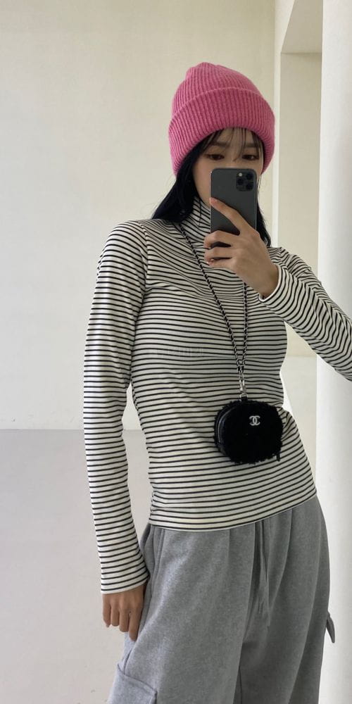 ANOTHER AVENUE - Korean Children Fashion - #Kfashion4kids - Fleece Stripes Turtleneck - 2