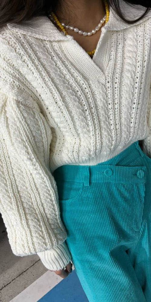 ANOTHER AVENUE - Korean Children Fashion - #Kfashion4kids - Big Twist Collar Knit Tee - 11