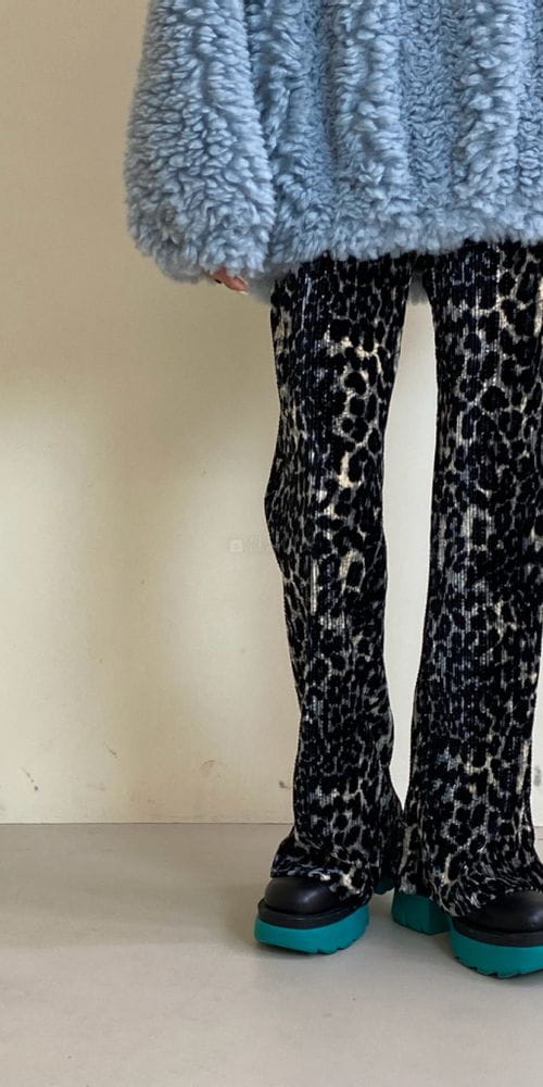 ANOTHER AVENUE - Korean Children Fashion - #Kfashion4kids - Velvet Leopard Wrinkle Pants - 7