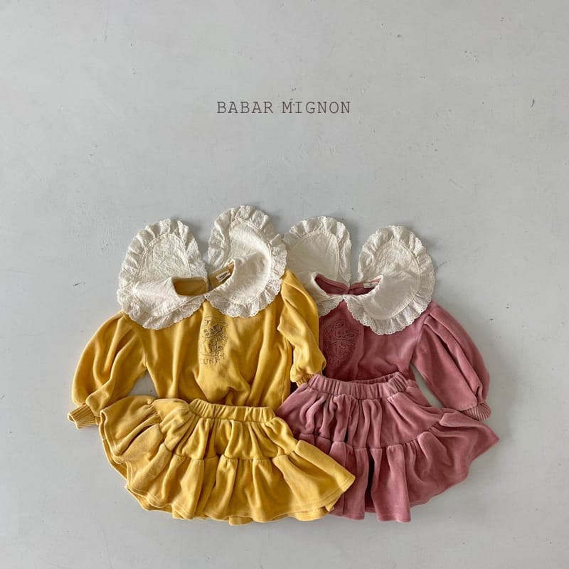 BABAR MIGNON - Korean Children Fashion - #Kfashion4kids - Veloure Embroidery Top Bottom Set