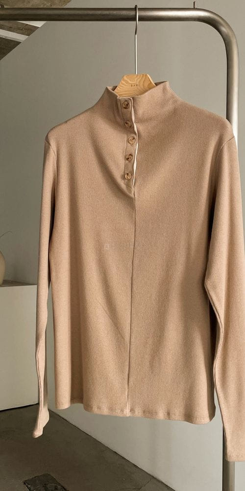 BARI - Korean Children Fashion - #Kfashion4kids - Button Turtleneck