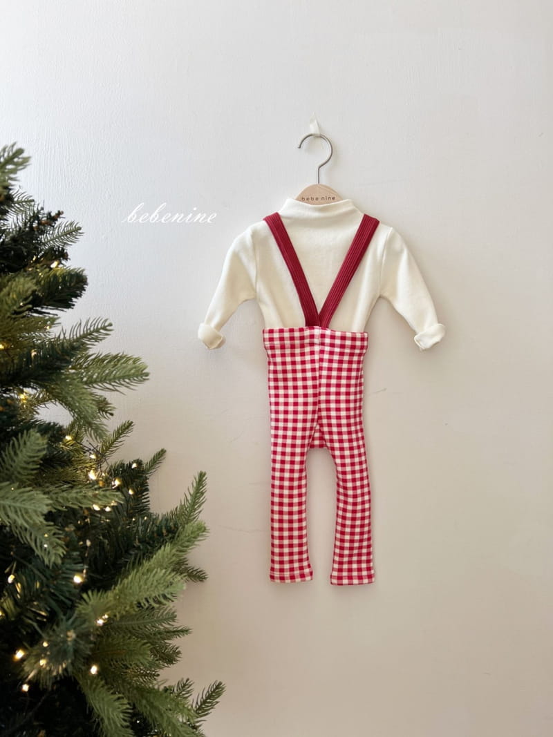 BEBE NINE - Korean Children Fashion - #Kfashion4kids - Check Fleece Dungarees - 4