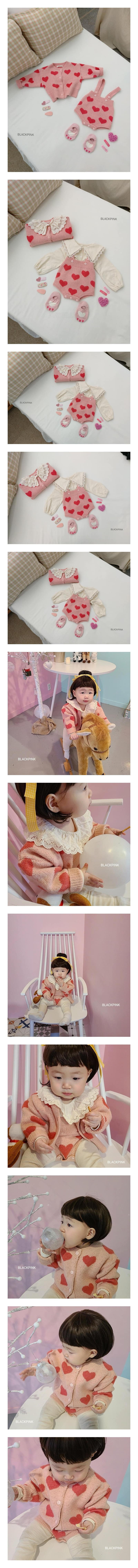 BLACK PINK - Korean Children Fashion - #Kfashion4kids - Heart Baby Cardigan