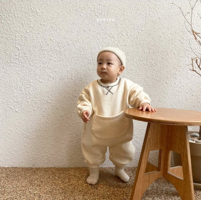BONITO - Korean Children Fashion - #Kfashion4kids - Fleece Guy Pocket Bodysuit - 12