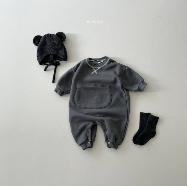 BONITO - Korean Children Fashion - #Kfashion4kids - Fleece Guy Pocket Bodysuit - 4