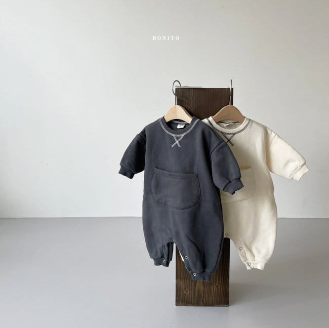 BONITO - Korean Children Fashion - #Kfashion4kids - Fleece Guy Pocket Bodysuit - 8