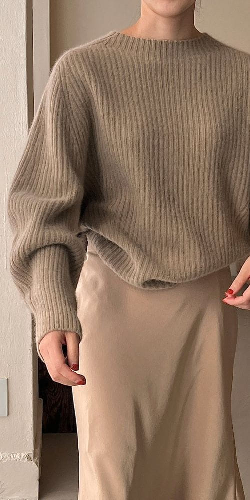 BOWEN - Korean Children Fashion - #Kfashion4kids - Whole Gament Rib Volume Knit Top