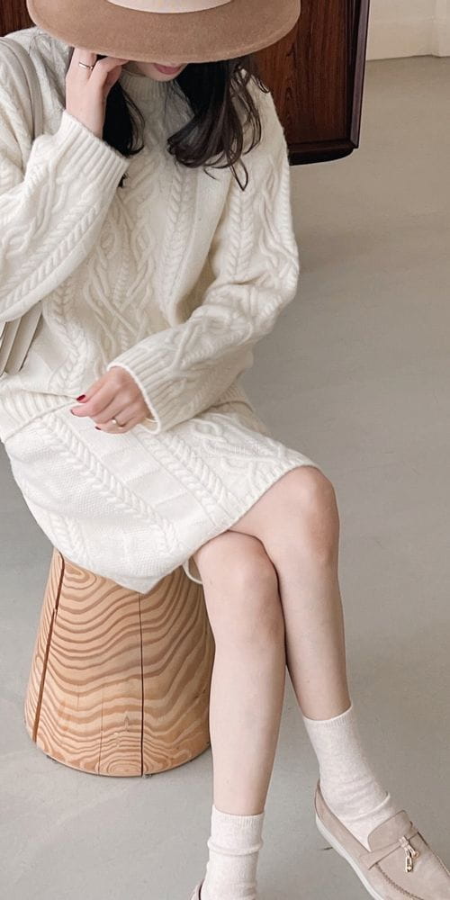 BOWEN - Korean Children Fashion - #Kfashion4kids - Lal P Cable Round Knit Tee - 2