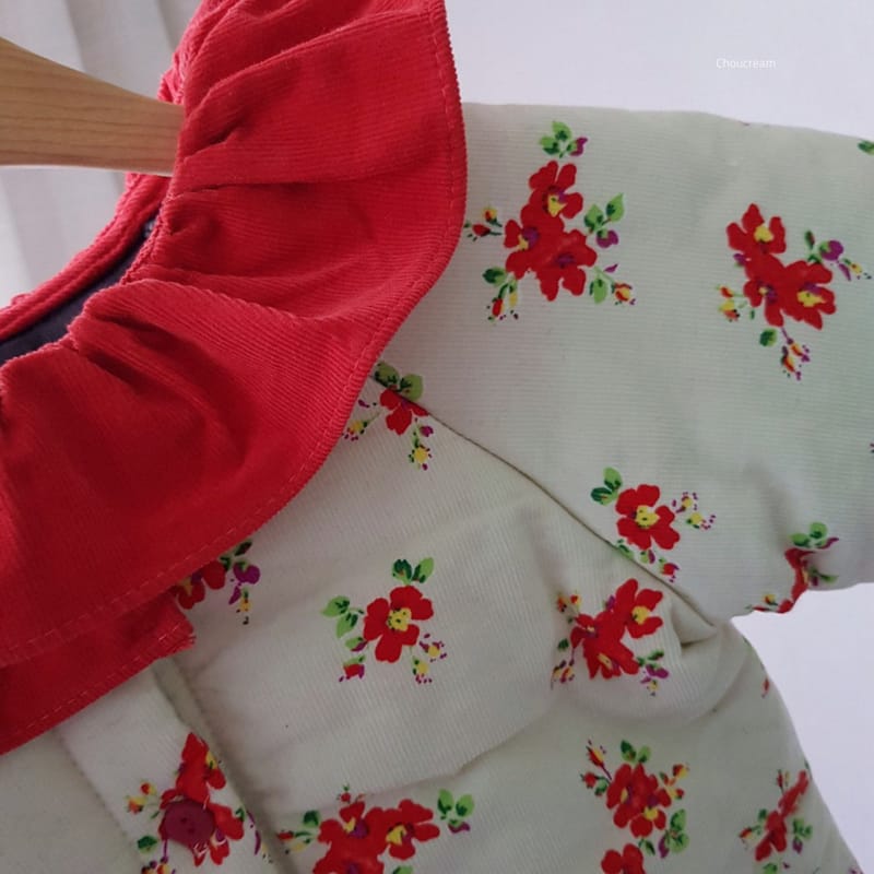CHOUCREAM - Korean Children Fashion - #Kfashion4kids - Padding Flower Frill Bodysuit - 6
