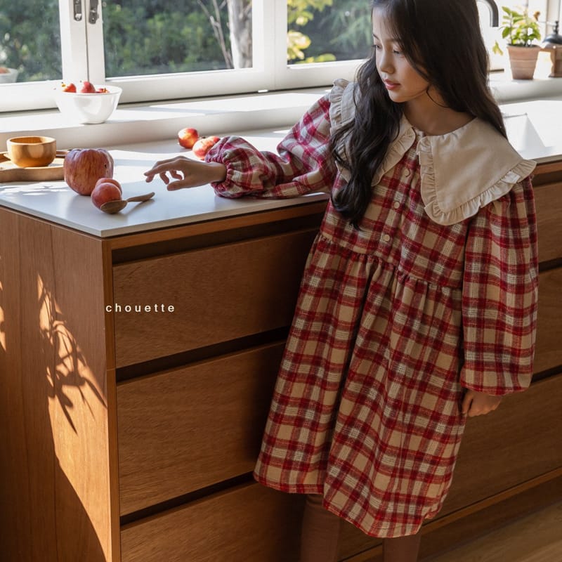 CHOUETTE - Korean Children Fashion - #Kfashion4kids - Check Ruffle Collar One-piece - 2