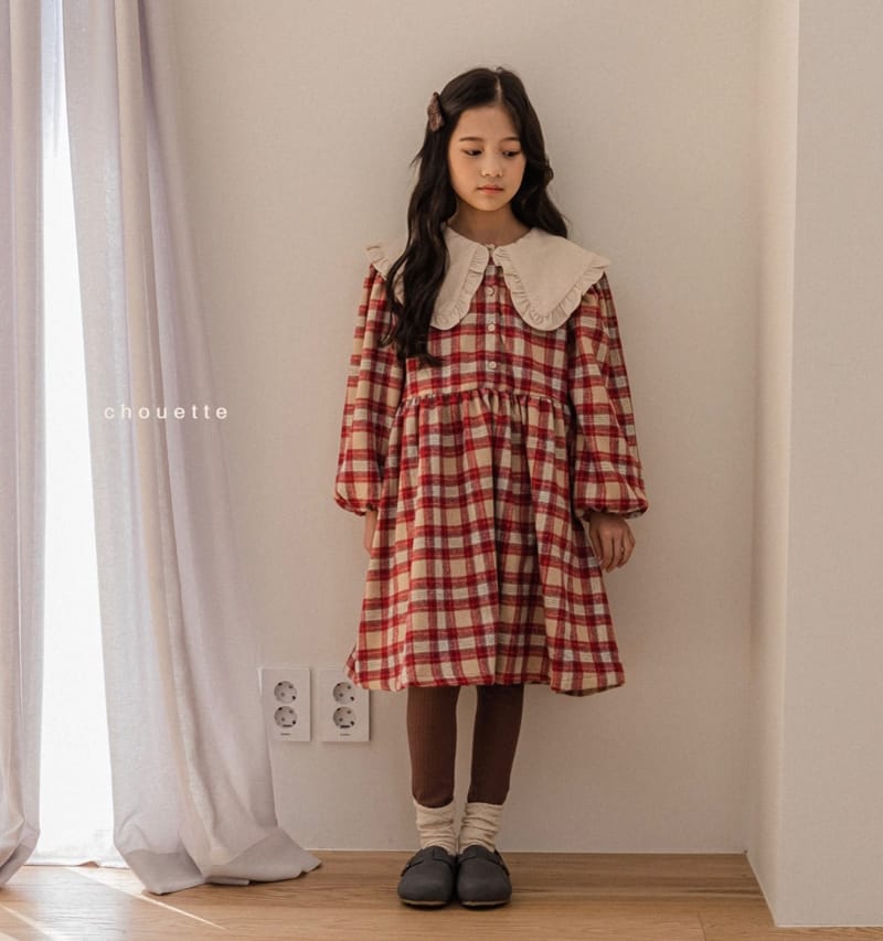 CHOUETTE - Korean Children Fashion - #Kfashion4kids - Check Ruffle Collar One-piece - 4