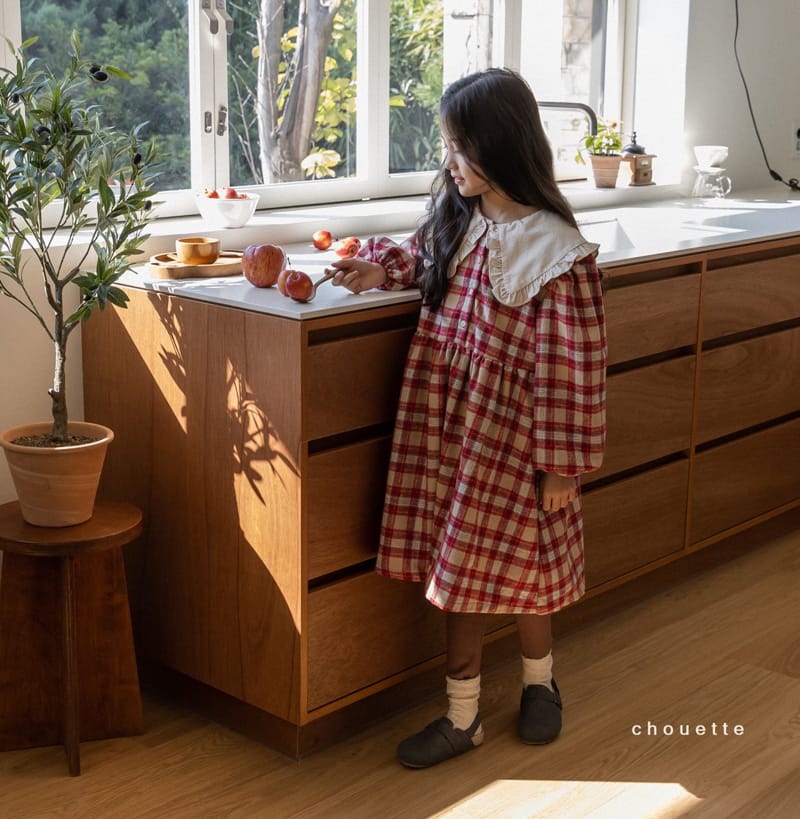 CHOUETTE - Korean Children Fashion - #Kfashion4kids - Check Ruffle Collar One-piece - 7