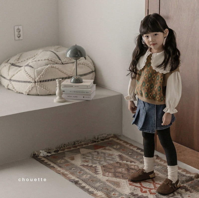CHOUETTE - Korean Children Fashion - #Kfashion4kids - Fleece Denim Skirt Leggings