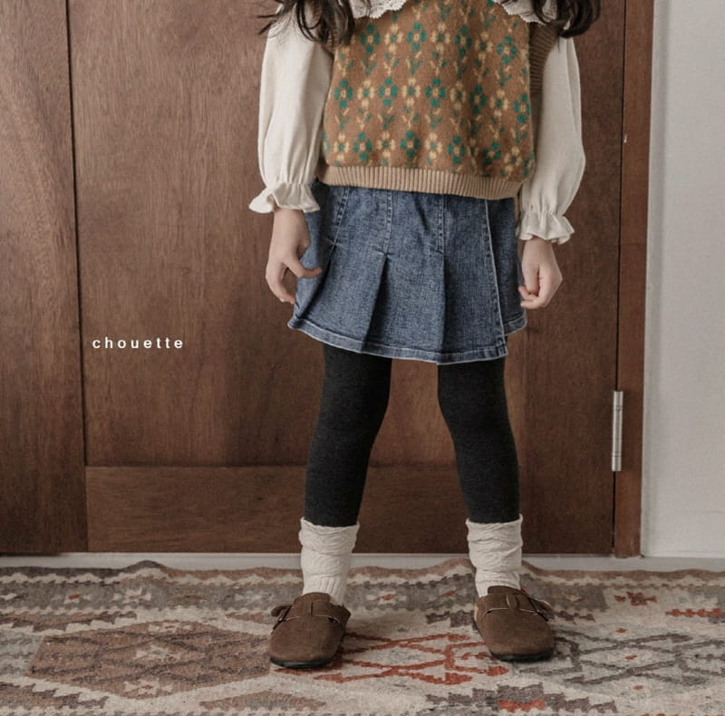 CHOUETTE - Korean Children Fashion - #Kfashion4kids - Fleece Denim Skirt Leggings - 11