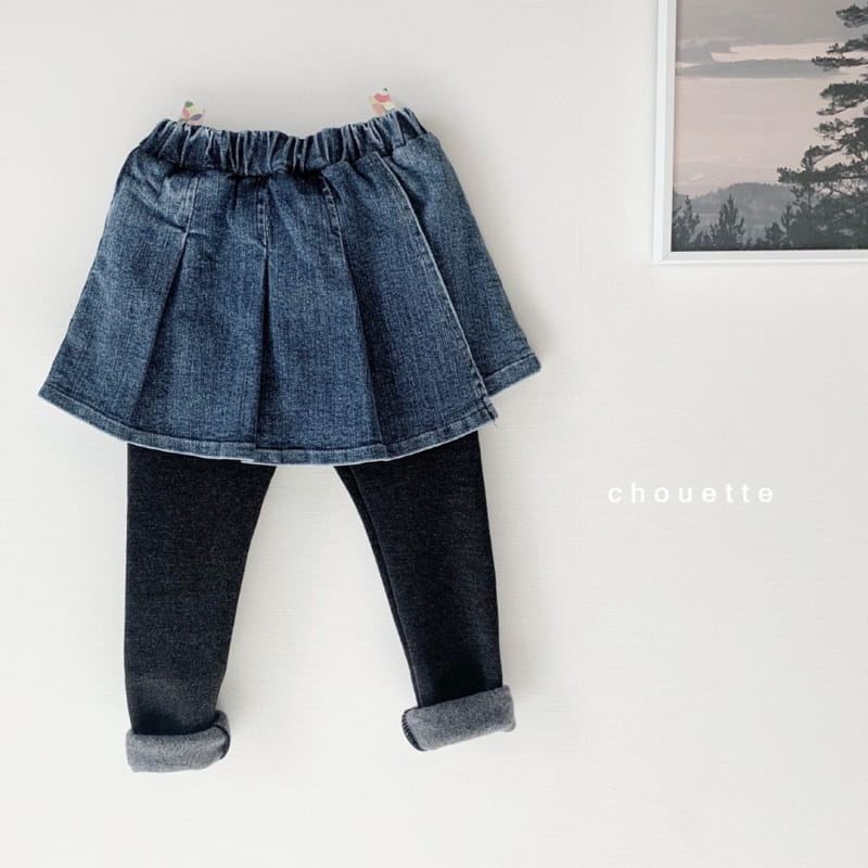 CHOUETTE - Korean Children Fashion - #Kfashion4kids - Fleece Denim Skirt Leggings - 12