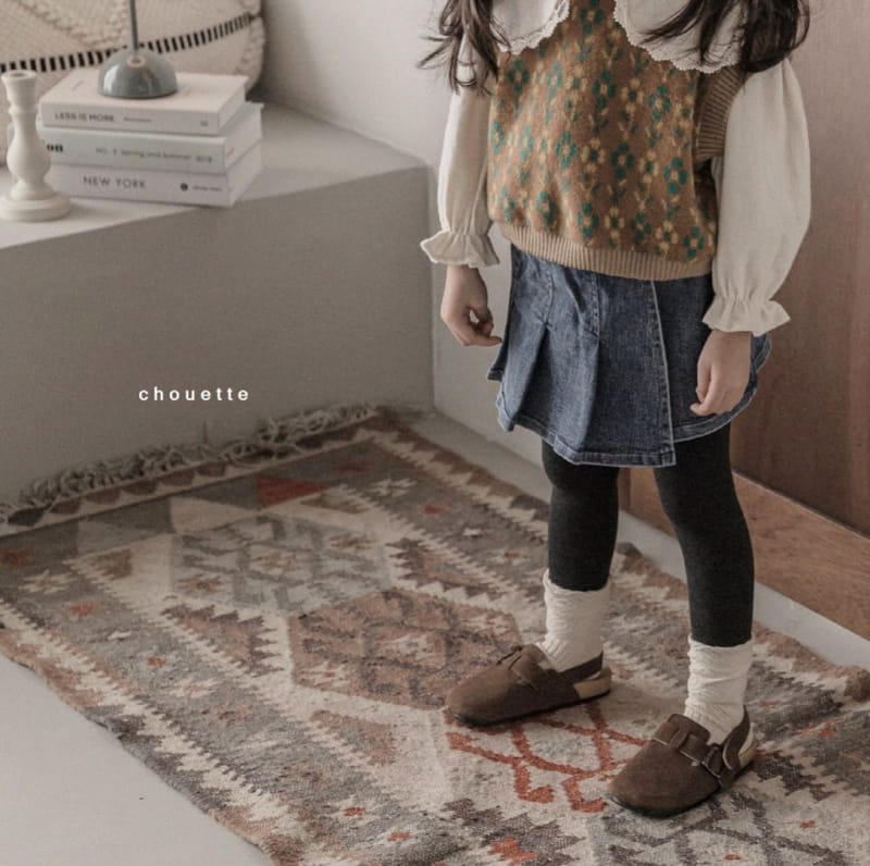 CHOUETTE - Korean Children Fashion - #Kfashion4kids - Fleece Denim Skirt Leggings - 8