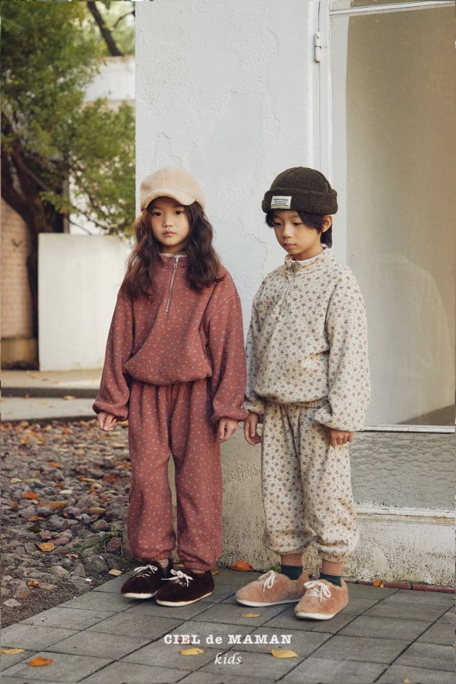 CIEL DE MAMAN - Korean Children Fashion - #Kfashion4kids - Mom Waffle Flower Top Bottom Set