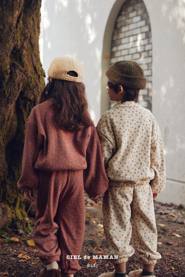 CIEL DE MAMAN - Korean Children Fashion - #Kfashion4kids - Mom Waffle Flower Top Bottom Set - 8