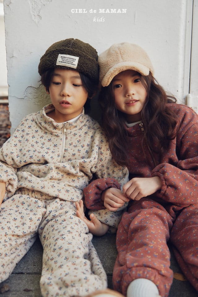 CIEL DE MAMAN - Korean Children Fashion - #Kfashion4kids - Waffle Flower Top Bottom Set - 3