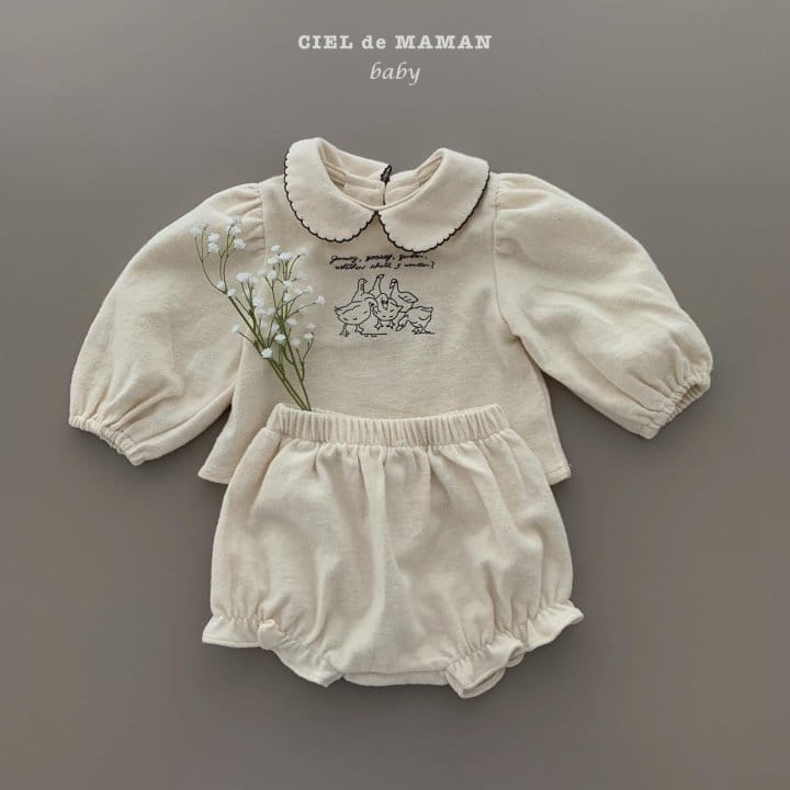CIEL DE MAMAN - Korean Children Fashion - #Kfashion4kids - Duck Embroidery Top Bloomer Set