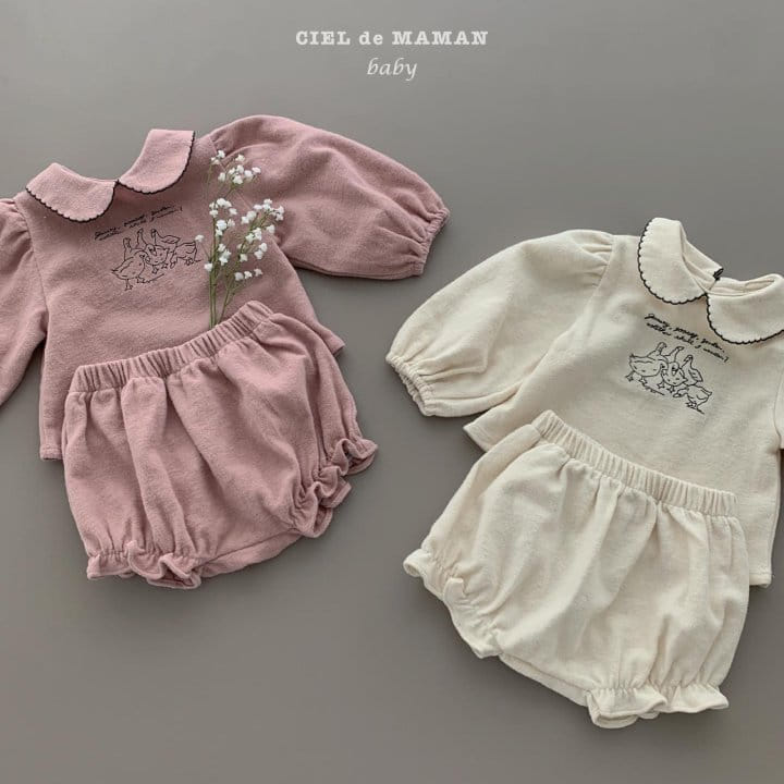 CIEL DE MAMAN - Korean Children Fashion - #Kfashion4kids - Duck Embroidery Top Bloomer Set - 3
