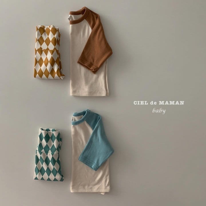 CIEL DE MAMAN - Korean Children Fashion - #Kfashion4kids - Dia Bottom Raglan Top Bottom Set - 2