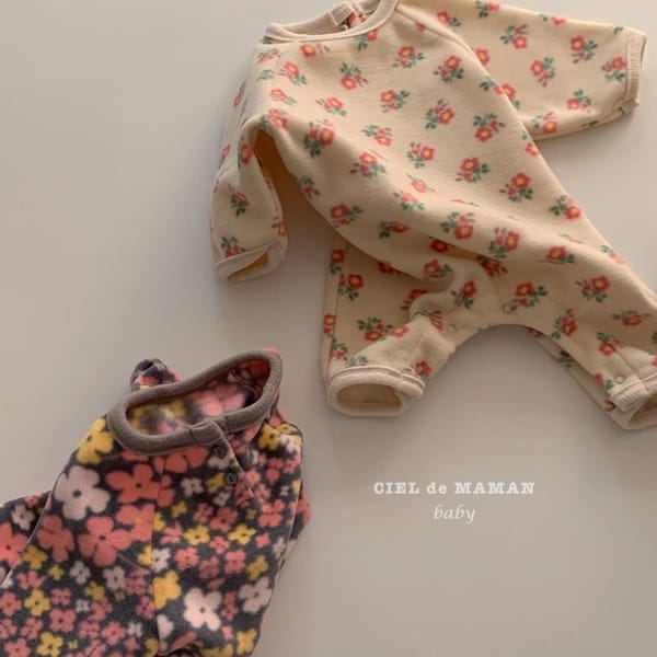 CIEL DE MAMAN - Korean Children Fashion - #Kfashion4kids - Flower Fleece Bodysuit - 3