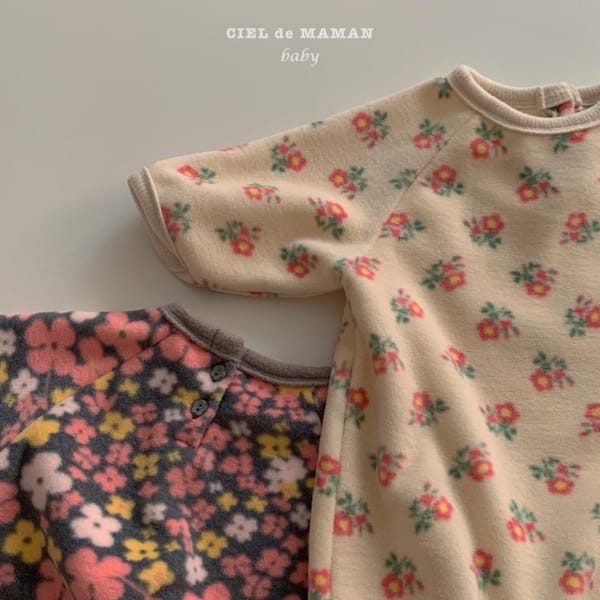 CIEL DE MAMAN - Korean Children Fashion - #Kfashion4kids - Flower Fleece Bodysuit - 6