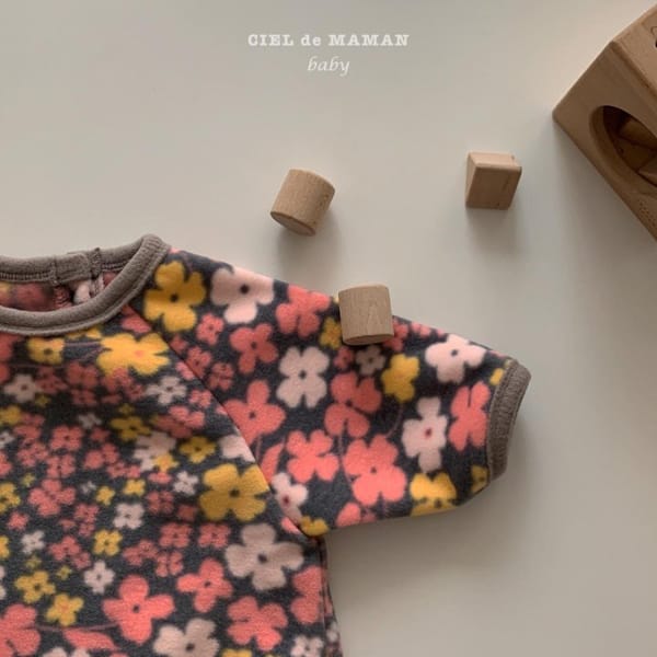 CIEL DE MAMAN - Korean Children Fashion - #Kfashion4kids - Flower Fleece Bodysuit - 9