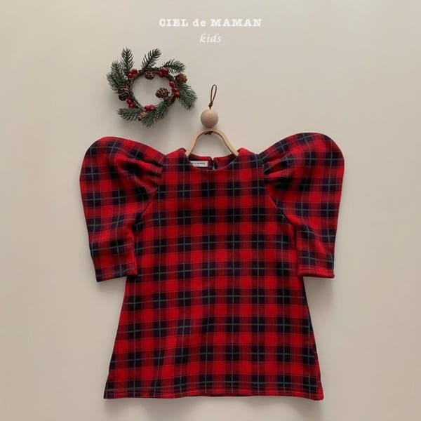 CIEL DE MAMAN - Korean Children Fashion - #Kfashion4kids - Check Puff One-piece - 2