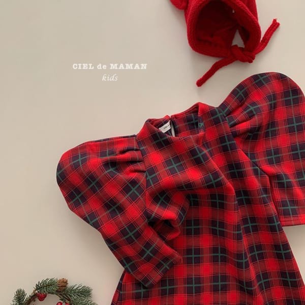 CIEL DE MAMAN - Korean Children Fashion - #Kfashion4kids - Check Puff One-piece - 4