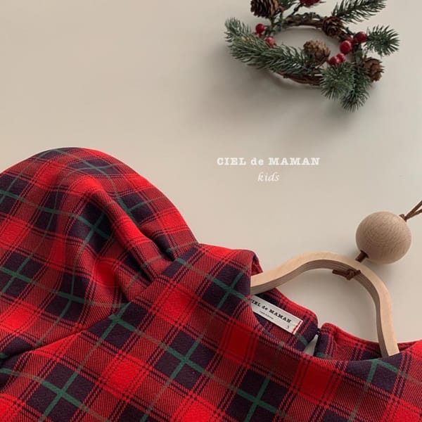 CIEL DE MAMAN - Korean Children Fashion - #Kfashion4kids - Check Puff One-piece - 6