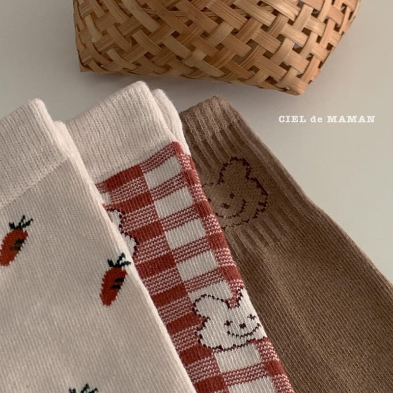CIEL DE MAMAN - Korean Children Fashion - #Kfashion4kids - Bear Rabbit Socks [set of 3] - 3
