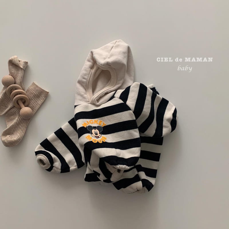 CIEL DE MAMAN - Korean Children Fashion - #Kfashion4kids - Stripes Hoody Mickey Top Bottm Set - 6
