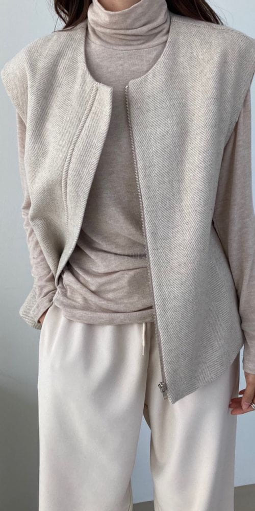 COCOJNISSI - Korean Children Fashion - #Kfashion4kids - Mama Herringbone Zipper Vest
