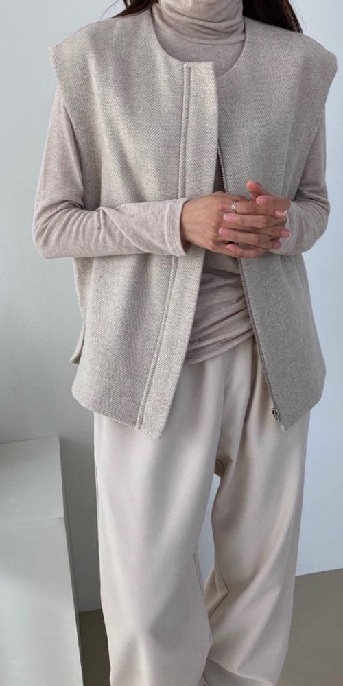 COCOJNISSI - Korean Children Fashion - #Kfashion4kids - Mama Herringbone Zipper Vest - 3
