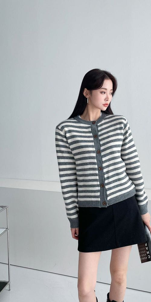 COLORANDCHOICE - Korean Children Fashion - #Kfashion4kids - Lamp Stripes Mini Cardigan