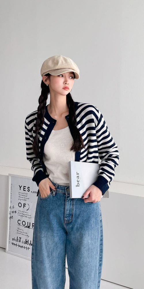 COLORANDCHOICE - Korean Children Fashion - #Kfashion4kids - Lamp Stripes Mini Cardigan - 6