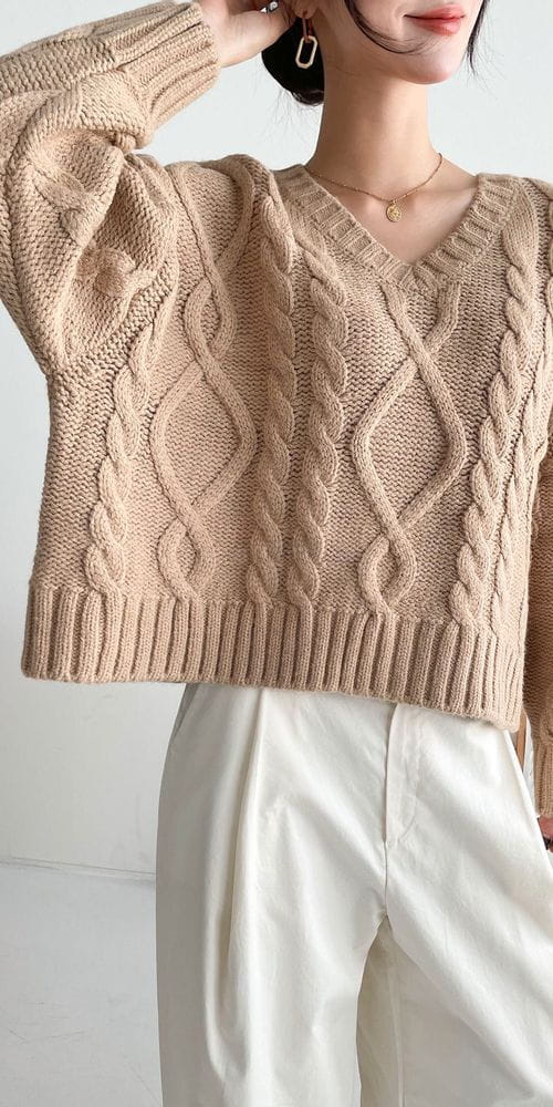 COLORANDCHOICE - Korean Children Fashion - #Kfashion4kids - An Crop V Knit Tee - 6