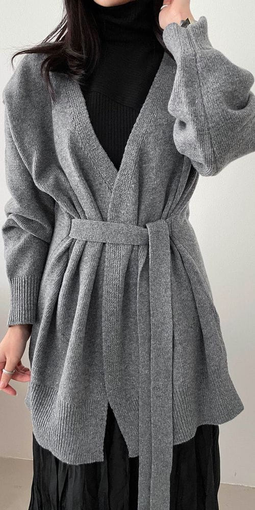 COLORANDCHOICE - Korean Children Fashion - #Kfashion4kids - Wool Belt Trap Cardigan