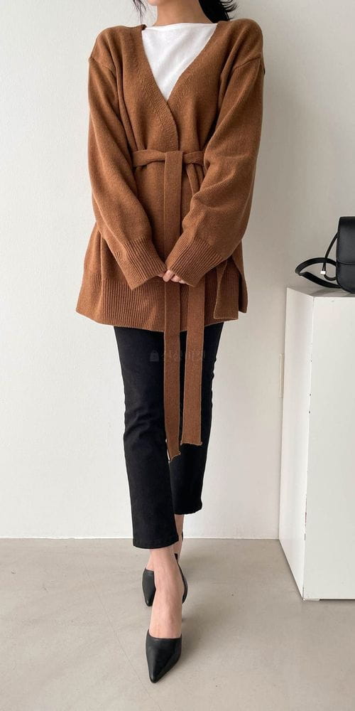 COLORANDCHOICE - Korean Children Fashion - #Kfashion4kids - Wool Belt Trap Cardigan - 3