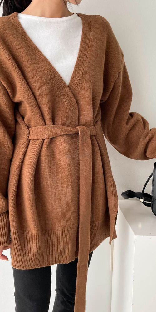 COLORANDCHOICE - Korean Children Fashion - #Kfashion4kids - Wool Belt Trap Cardigan - 5