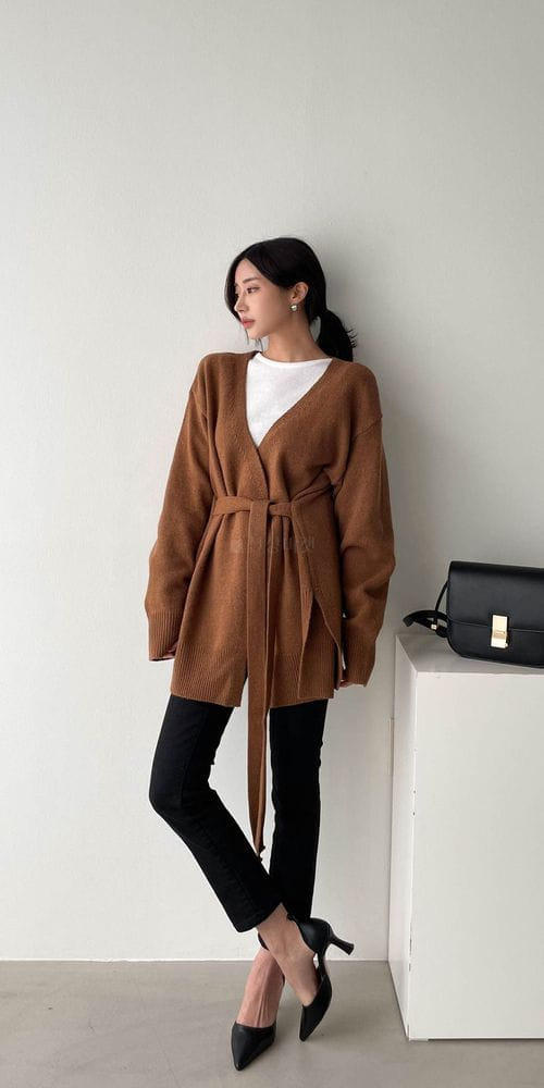 COLORANDCHOICE - Korean Children Fashion - #Kfashion4kids - Wool Belt Trap Cardigan - 6