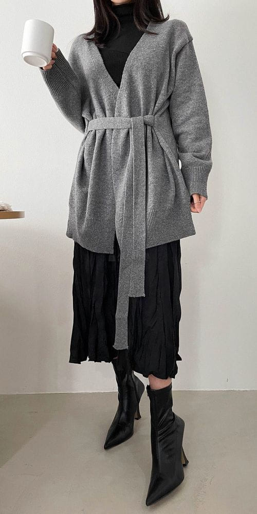 COLORANDCHOICE - Korean Children Fashion - #Kfashion4kids - Wool Belt Trap Cardigan - 7