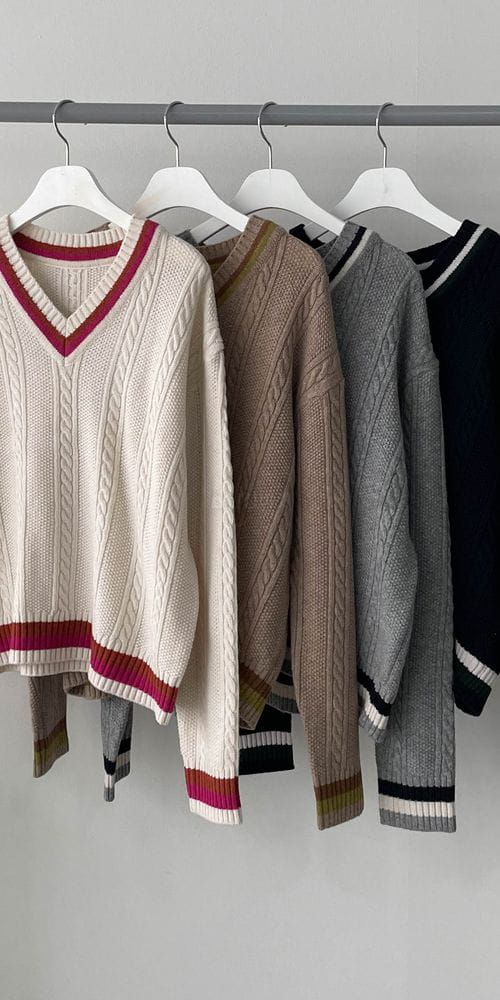COLORANDCHOICE - Korean Children Fashion - #Kfashion4kids - Camel Color V Knit Tee